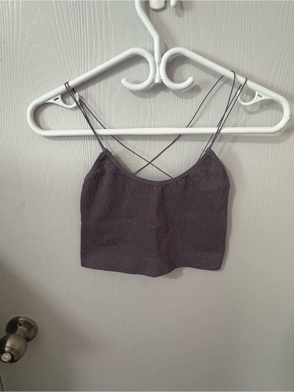 Urban outfitters Strappy Sparkle Cropped Cami Top - Charcoal size medium